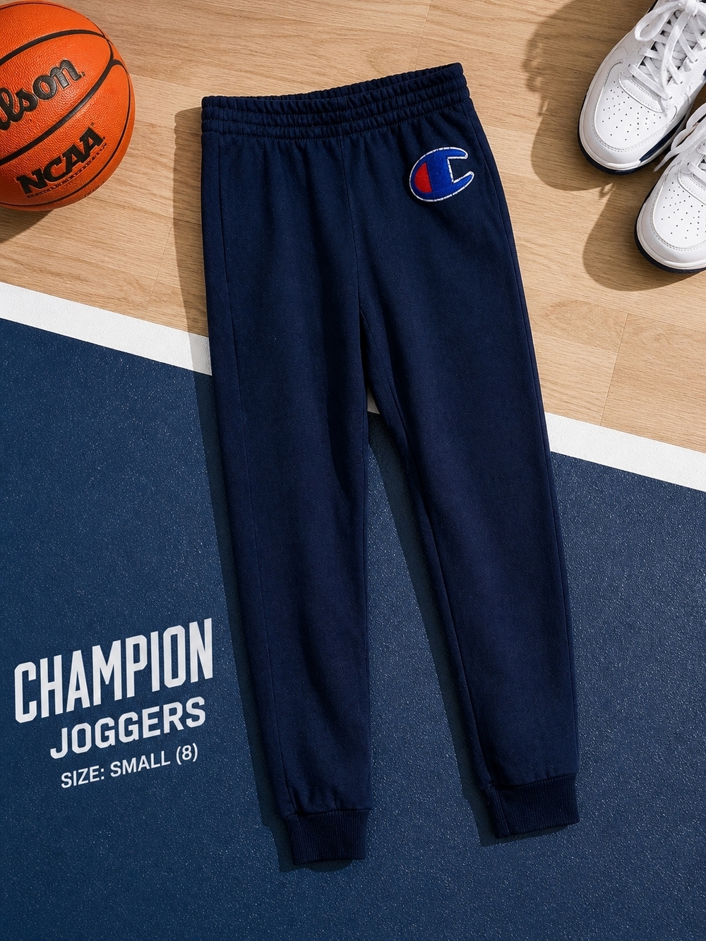 Champion Navy Joggers with Embroidered C Patch